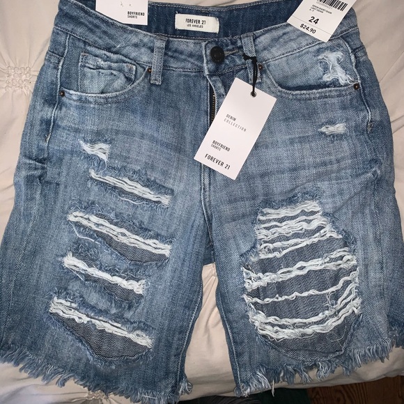 Distressed denim boyfriend shorts size 24 (0,XS) - Picture 5 of 6